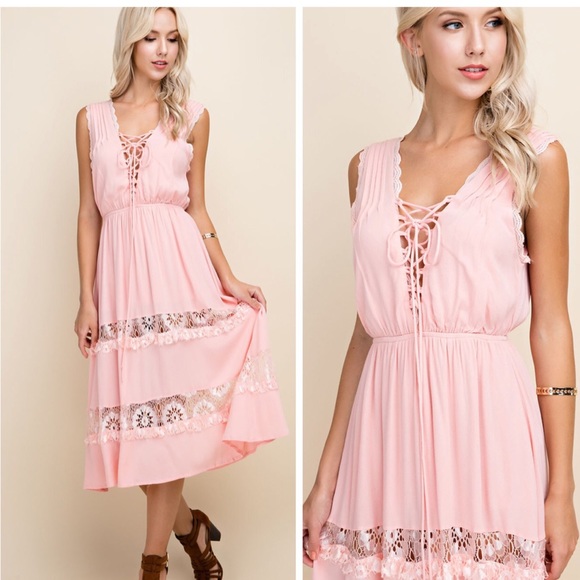 LAST VERY ONE 💕Pink Midi Slip Dress💕 - Picture 2 of 6